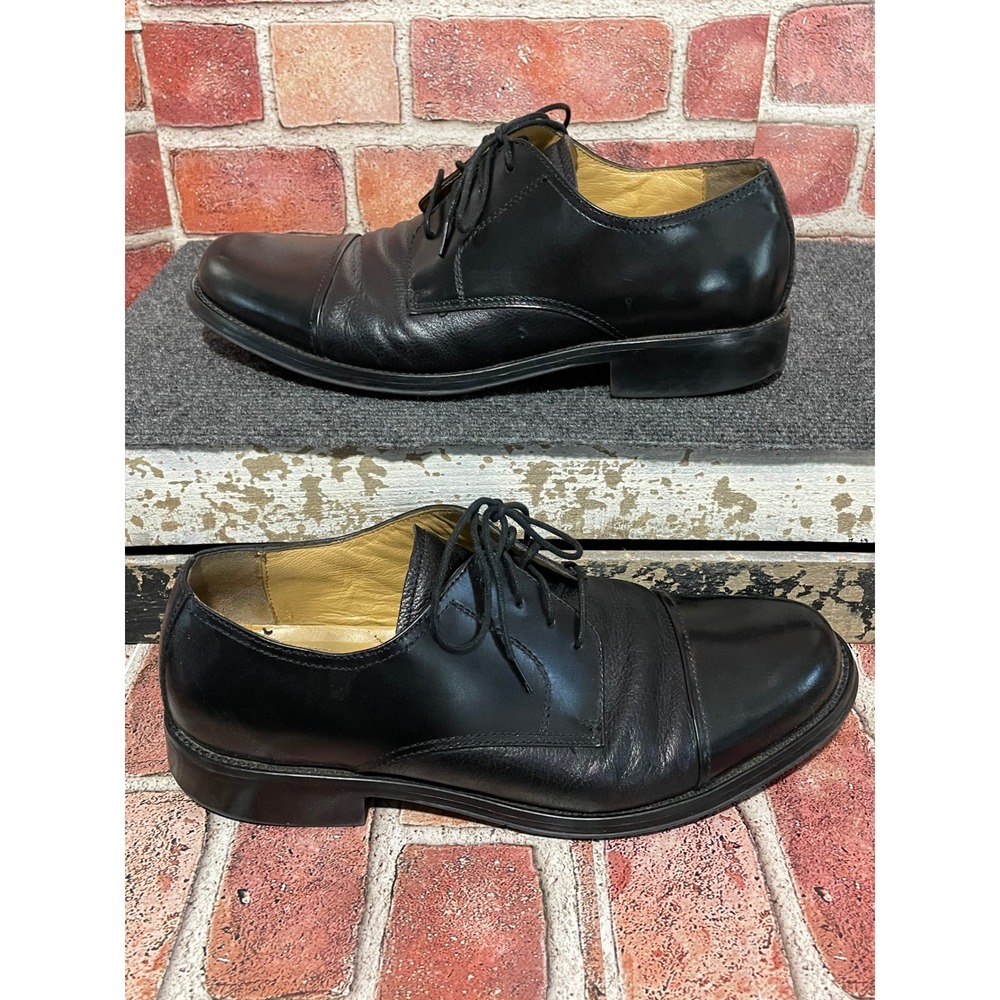 Dockers Premium Mens 10W Black Leather Cap Toe Oxford Dress Shoes 091-97704